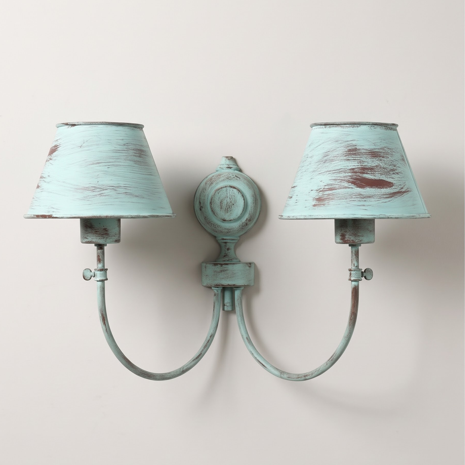 Pair of Double Vert De Gris Claudine Double Wall Sconces in Metal