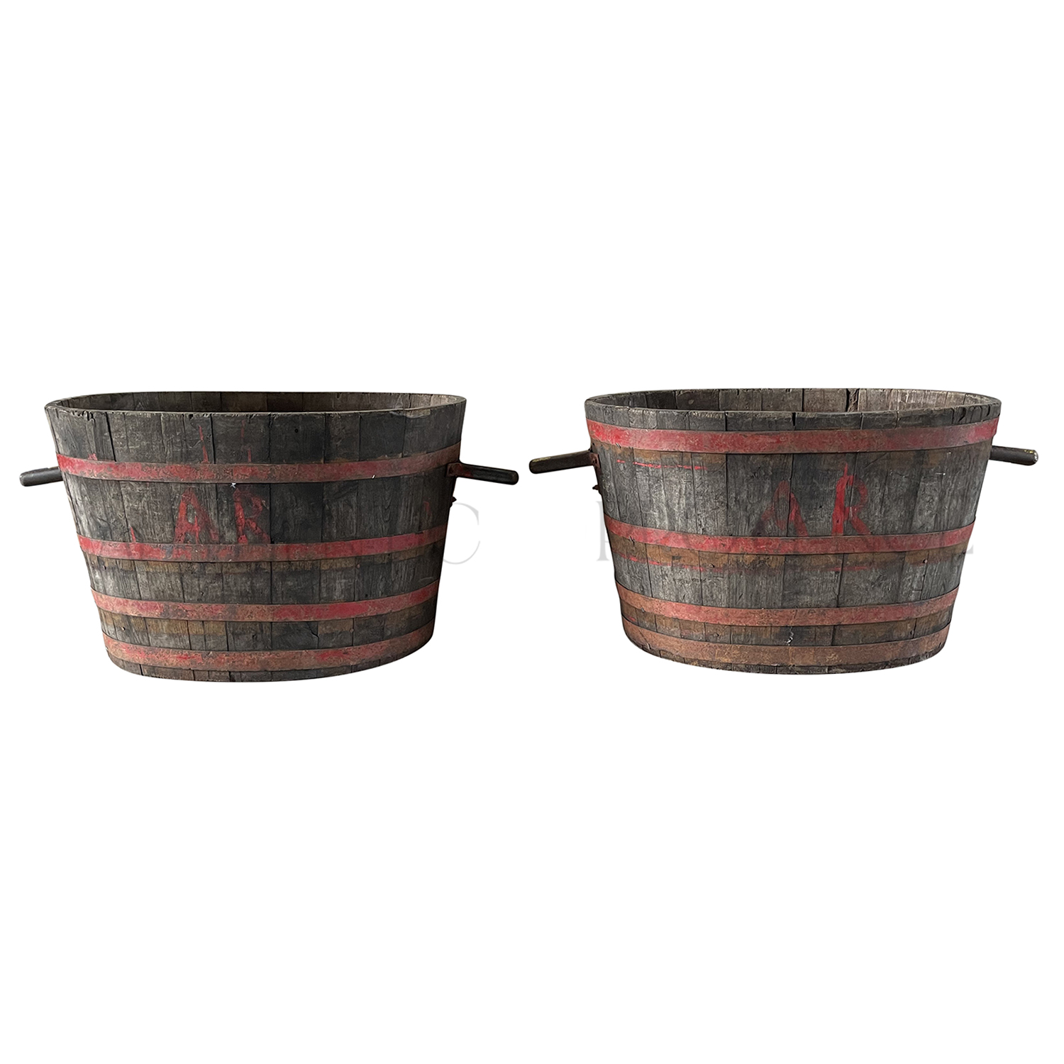Pair of Antique Harvest Buckets from Burgundy