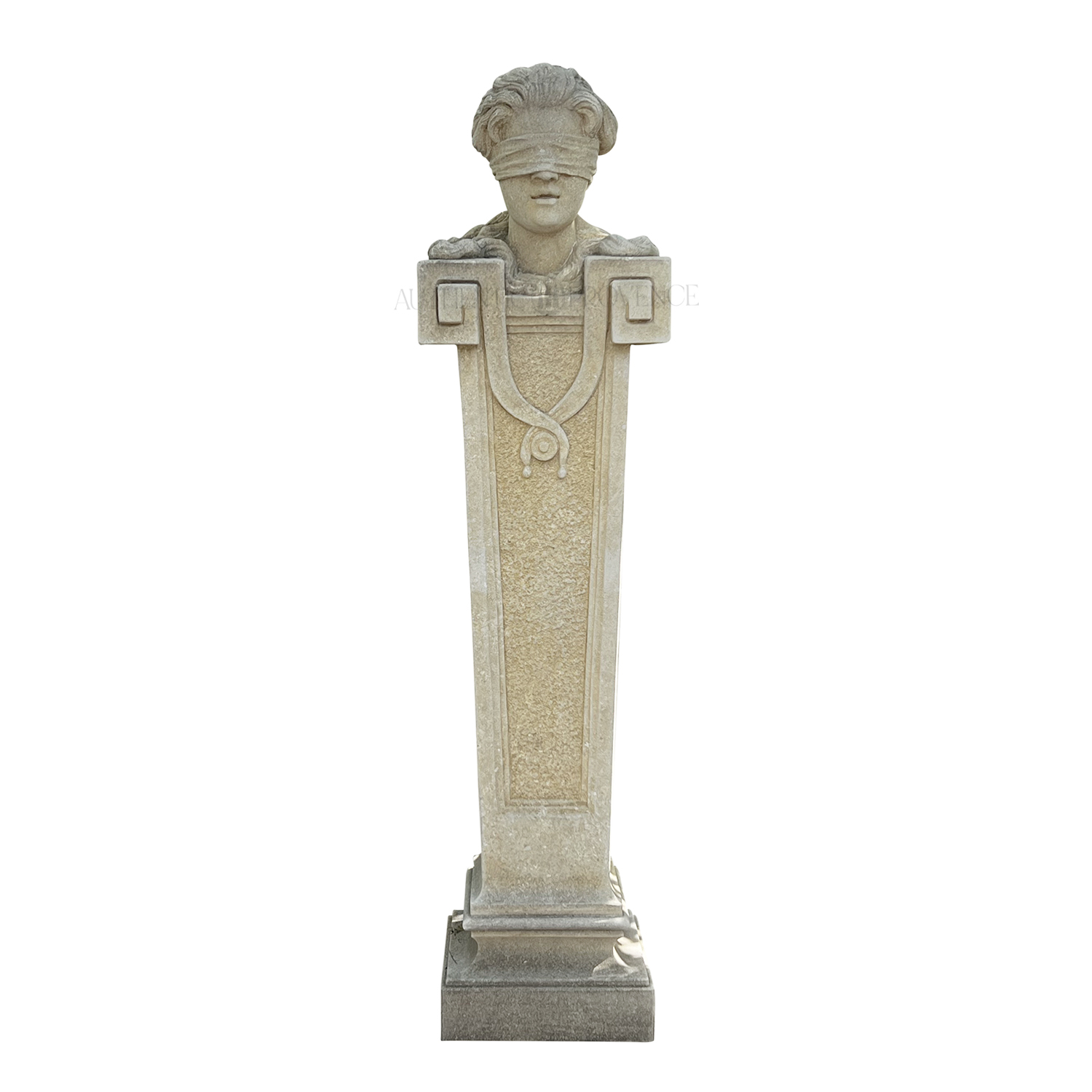 Vintage Lady Justice Bust Statue Sculpted in Limestone