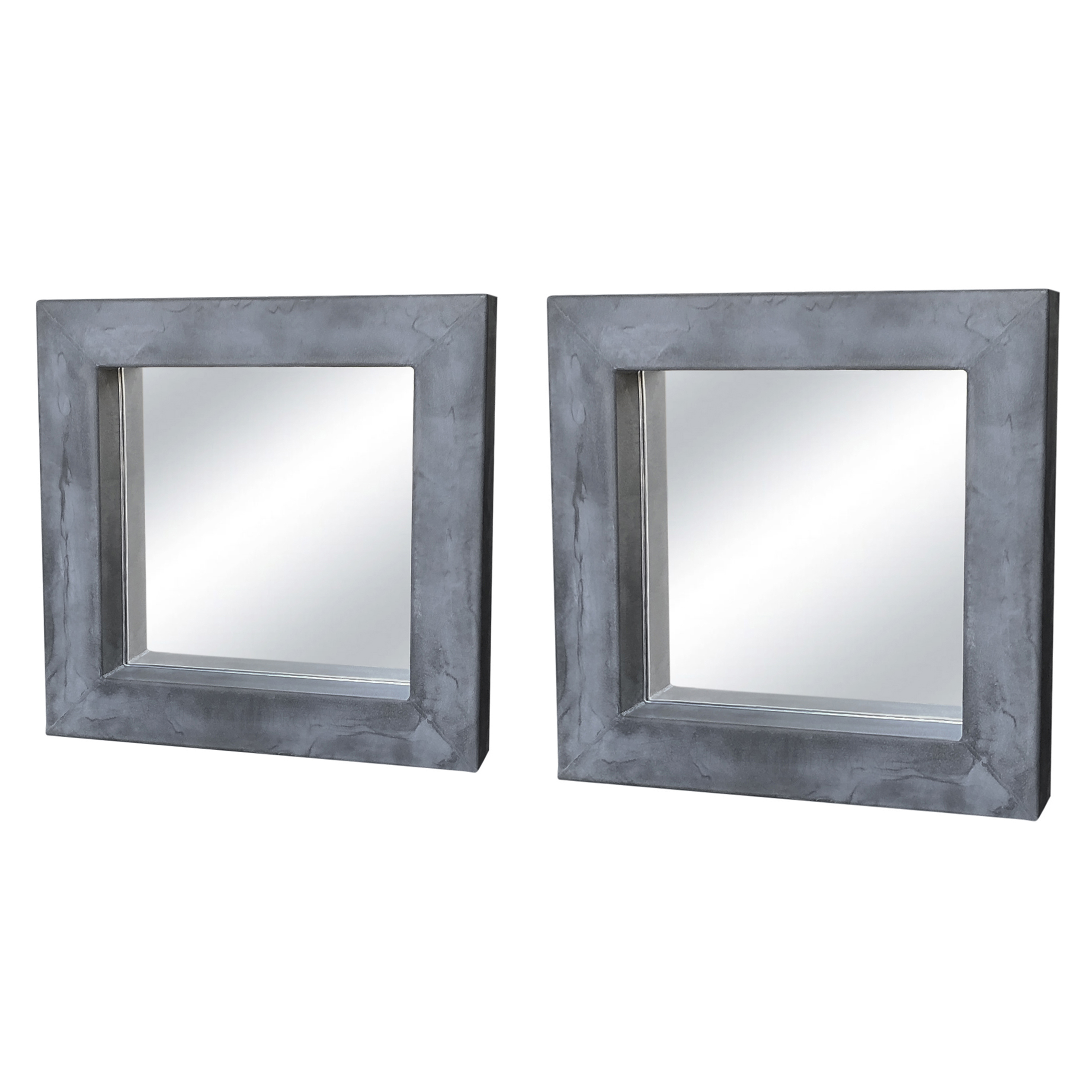 Grey Belgian Pair of Adje Metal Wall Glass Mirrors