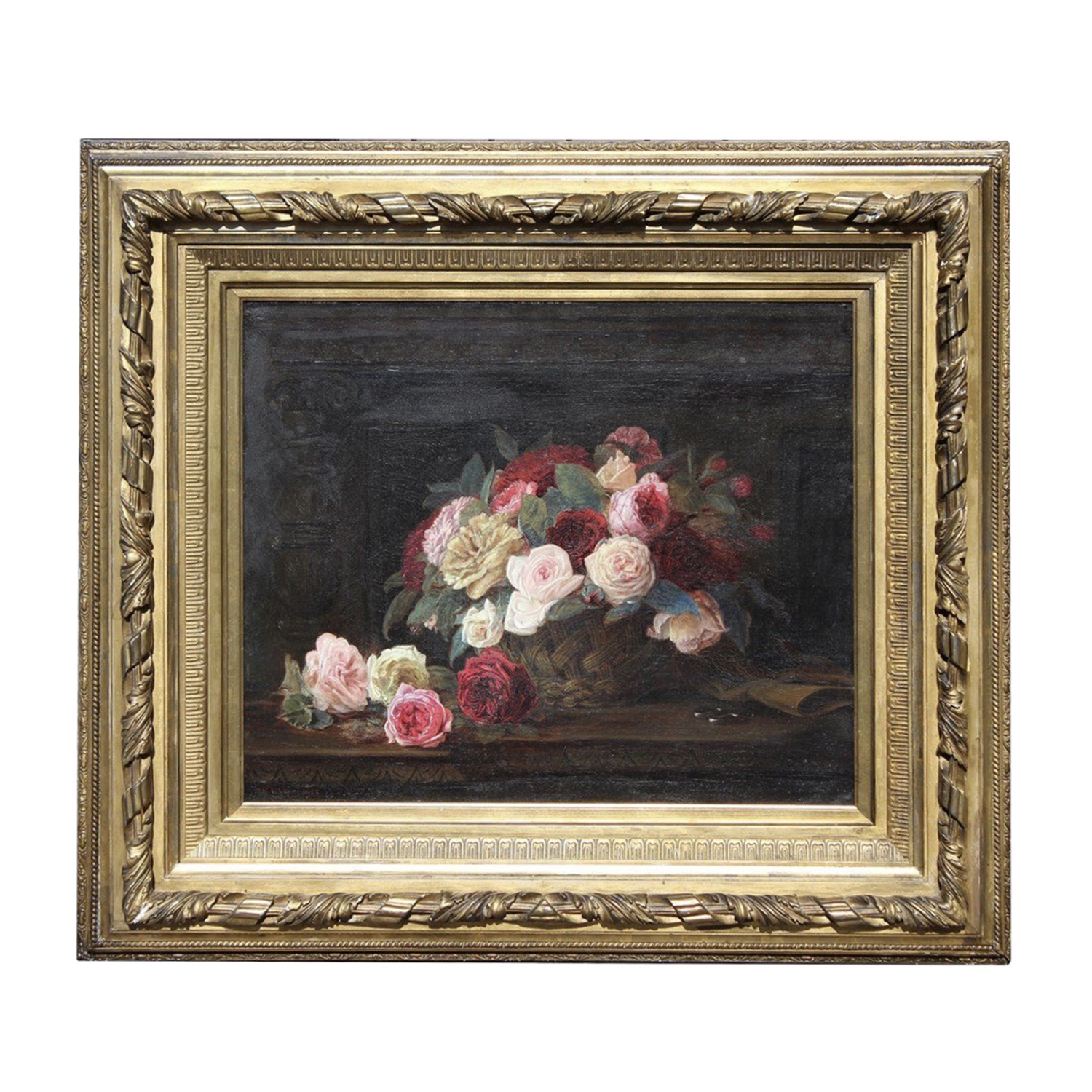 19th Century English Still Life Oil Painting with Flowers by John William Waterhouse