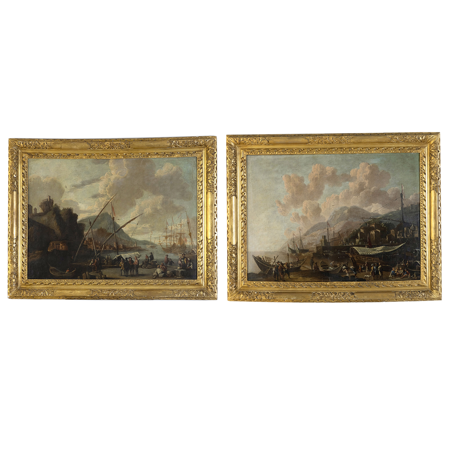 Pair of Oil Paintings of the Port of Genova by Claude-Joseph Vernet