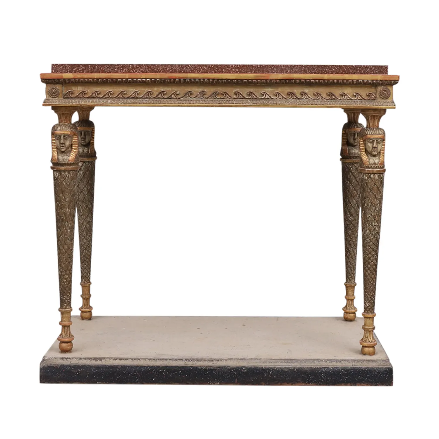 19th Century Swedish Gustavian Pinewood, Porphyry Console Table by Jonas Frisk