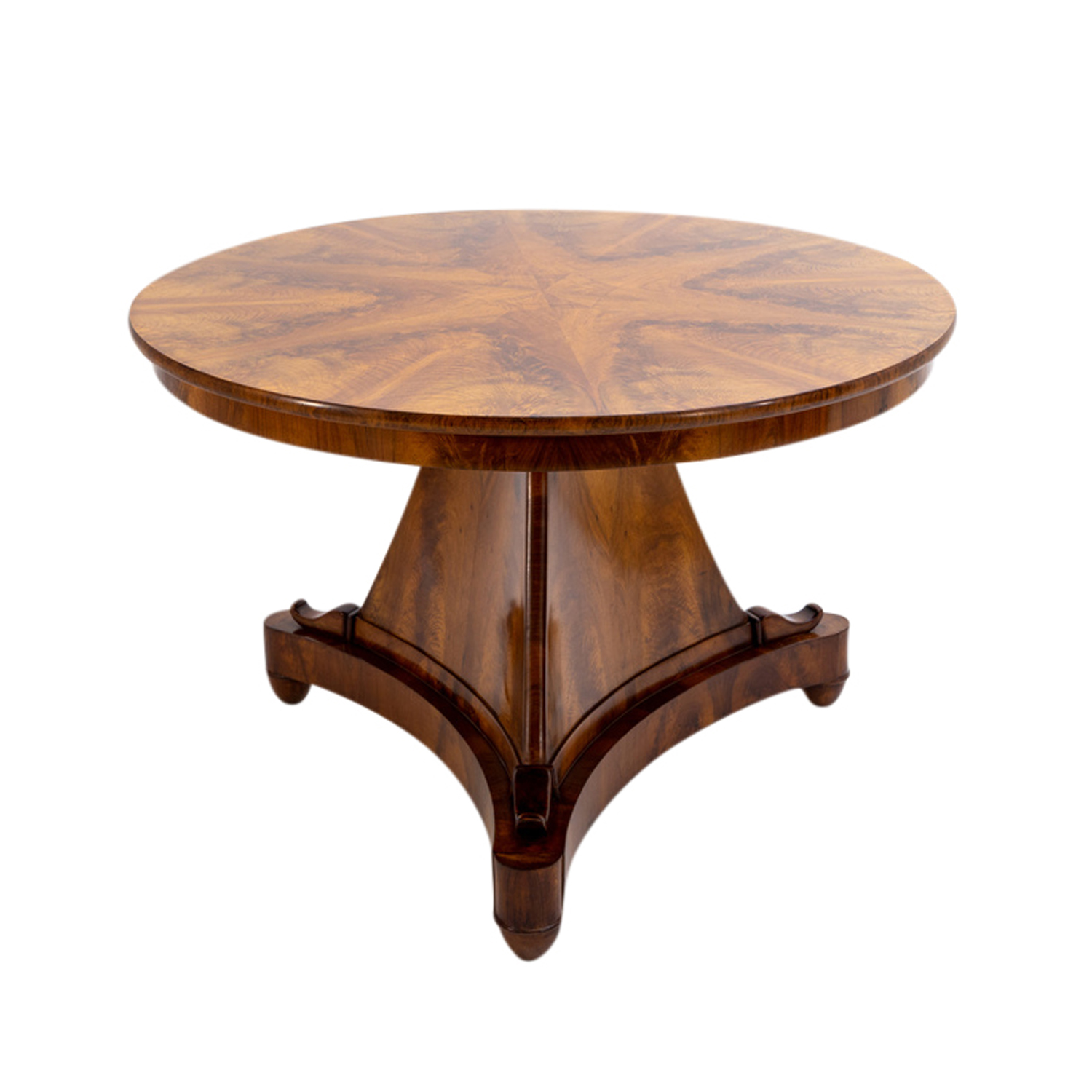19th Century Brown German Biedermeier Polished Walnut Foldable Center Table