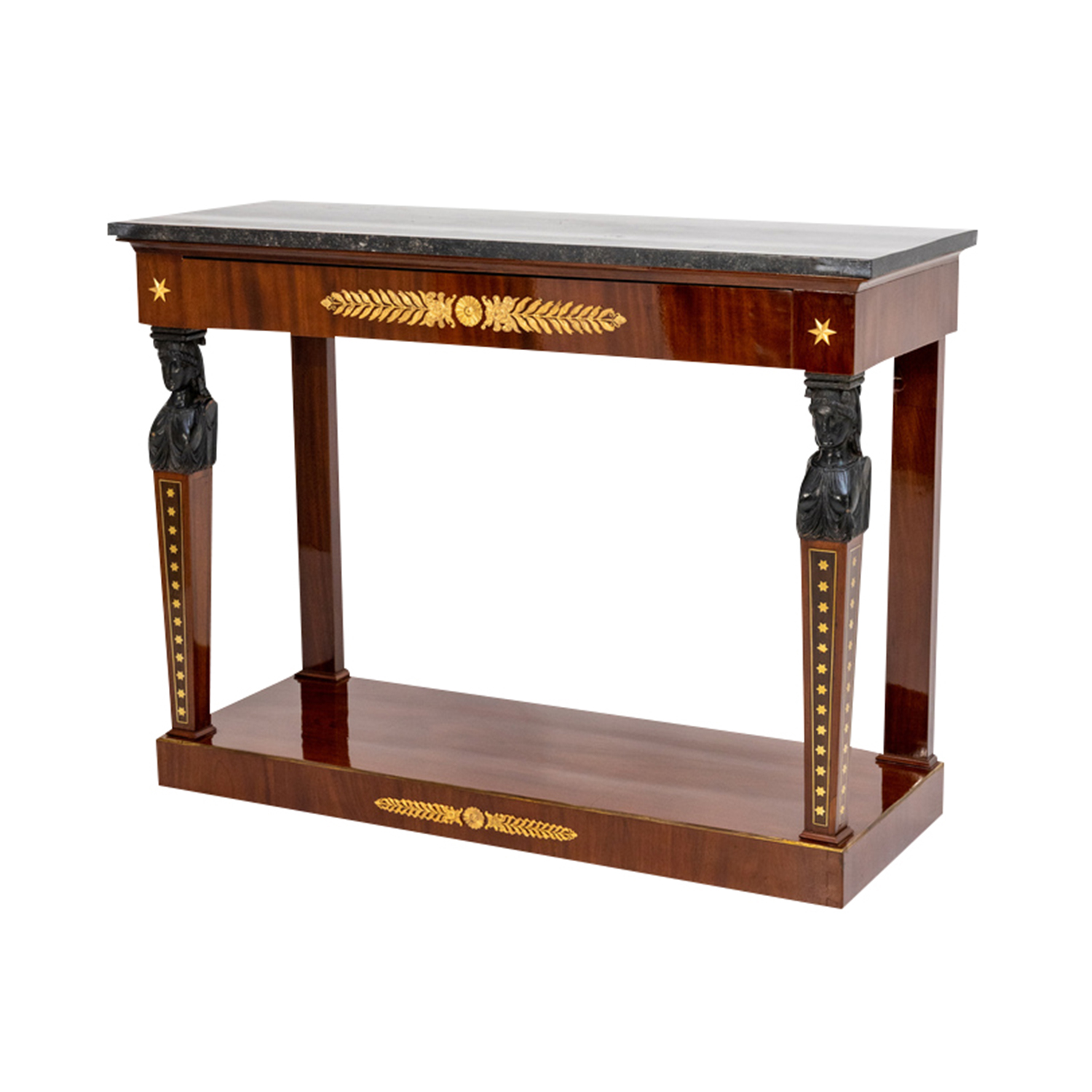 19th Century Dark-Brown French Detour d’Egypt Veneered Mahogany Console Table