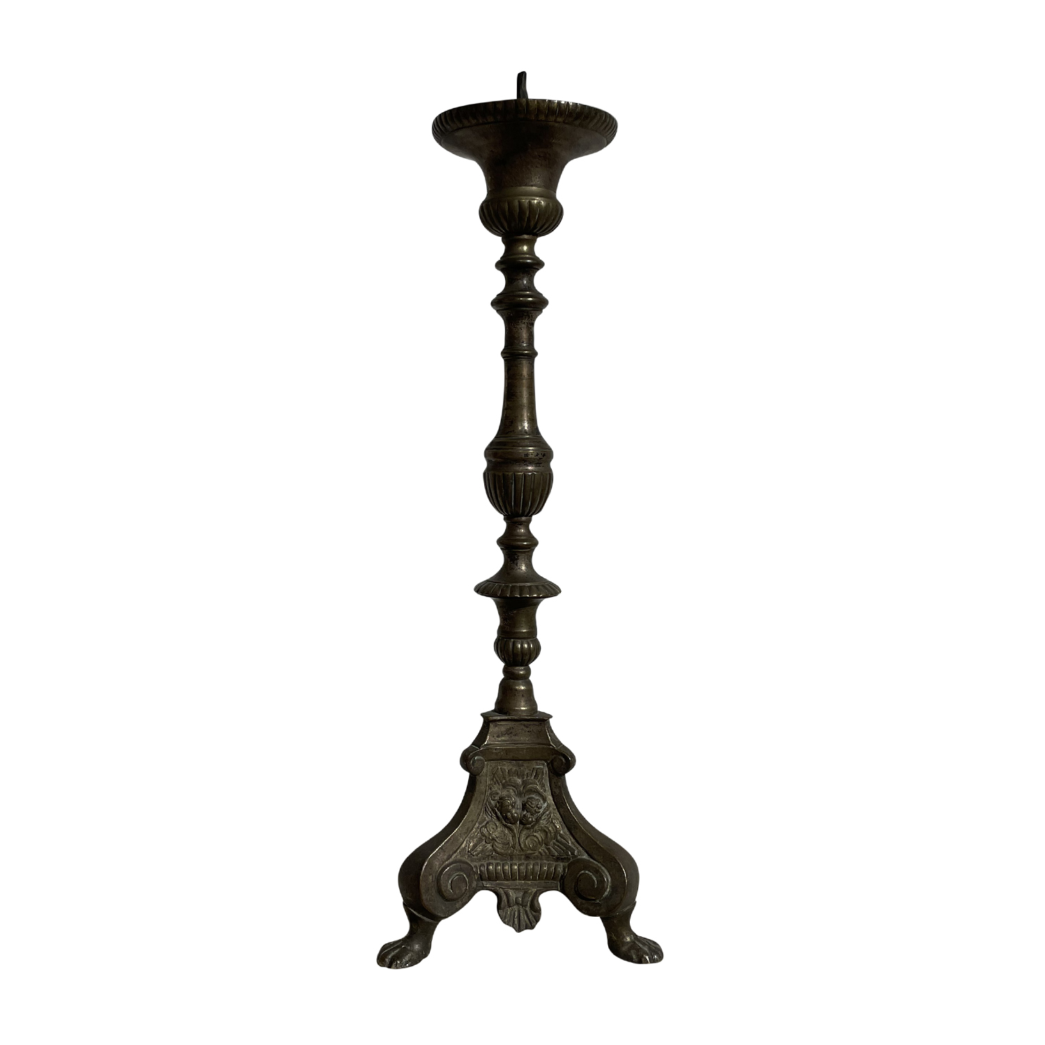 18th Century Italian Bronze Altar Candle Holder – Antique Single Stick