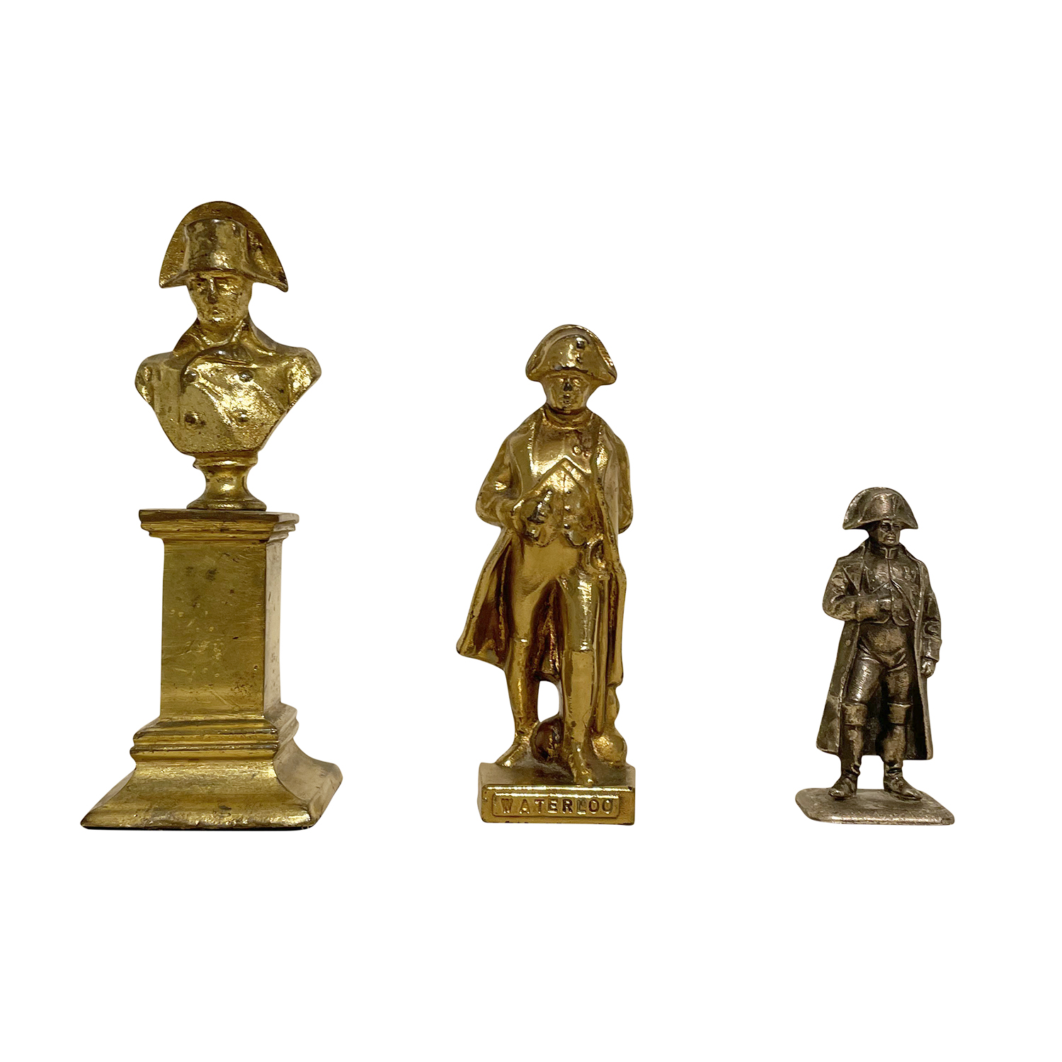 19th Century Gold-Silver French Set of Three Small Bronze Napoleon’s Sculptures