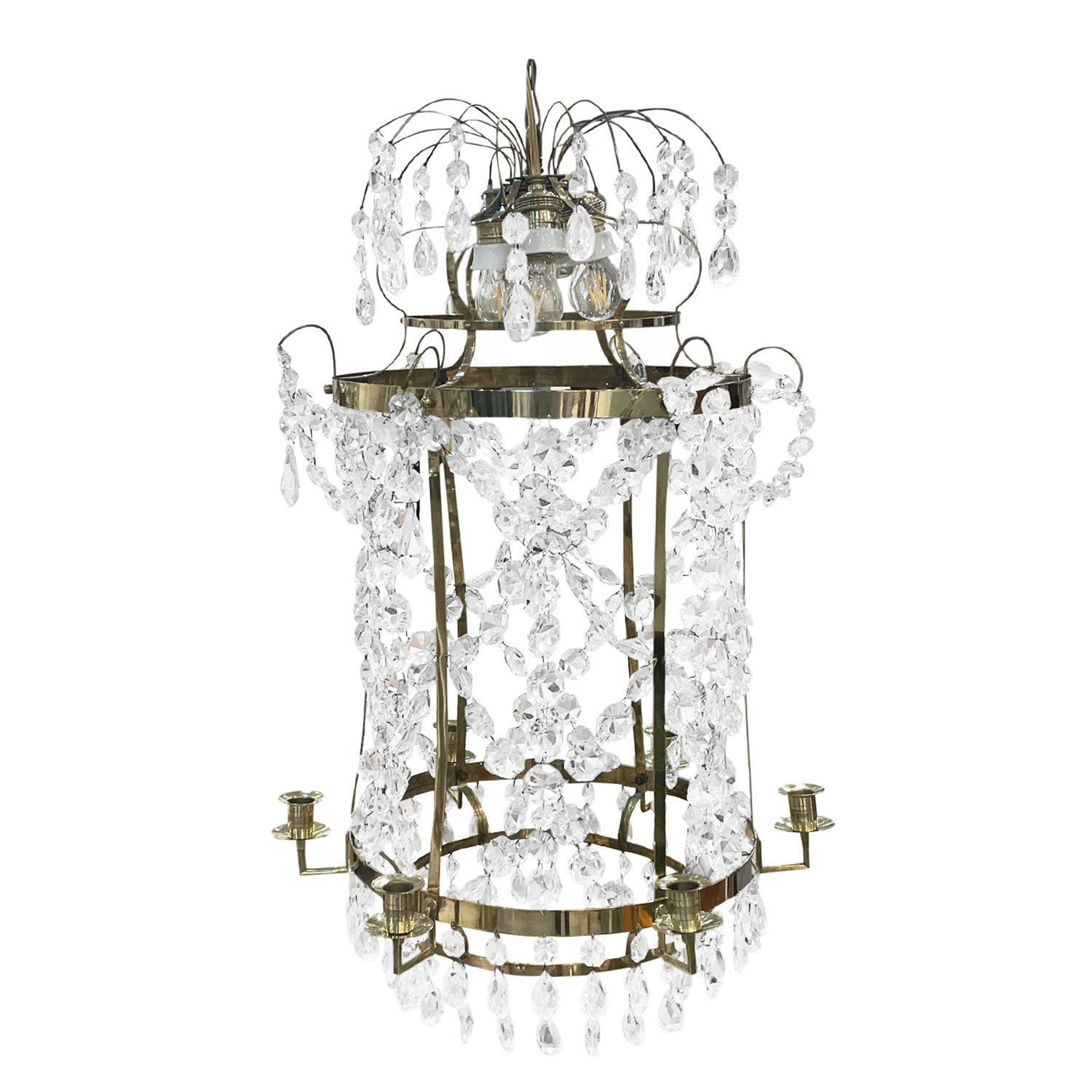 19th Century French Antique Empire Crystal Glass Chandelier
