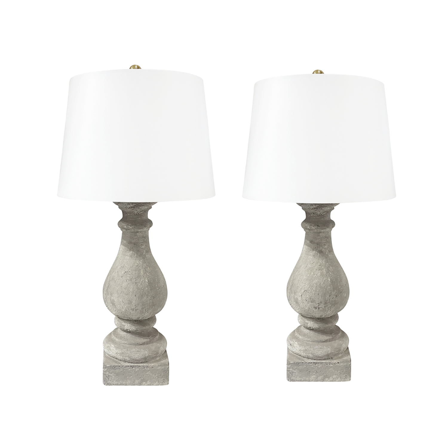 19th Century Light-Grey French Vintage Pair of Tall Pièrre Composée Table Lamps