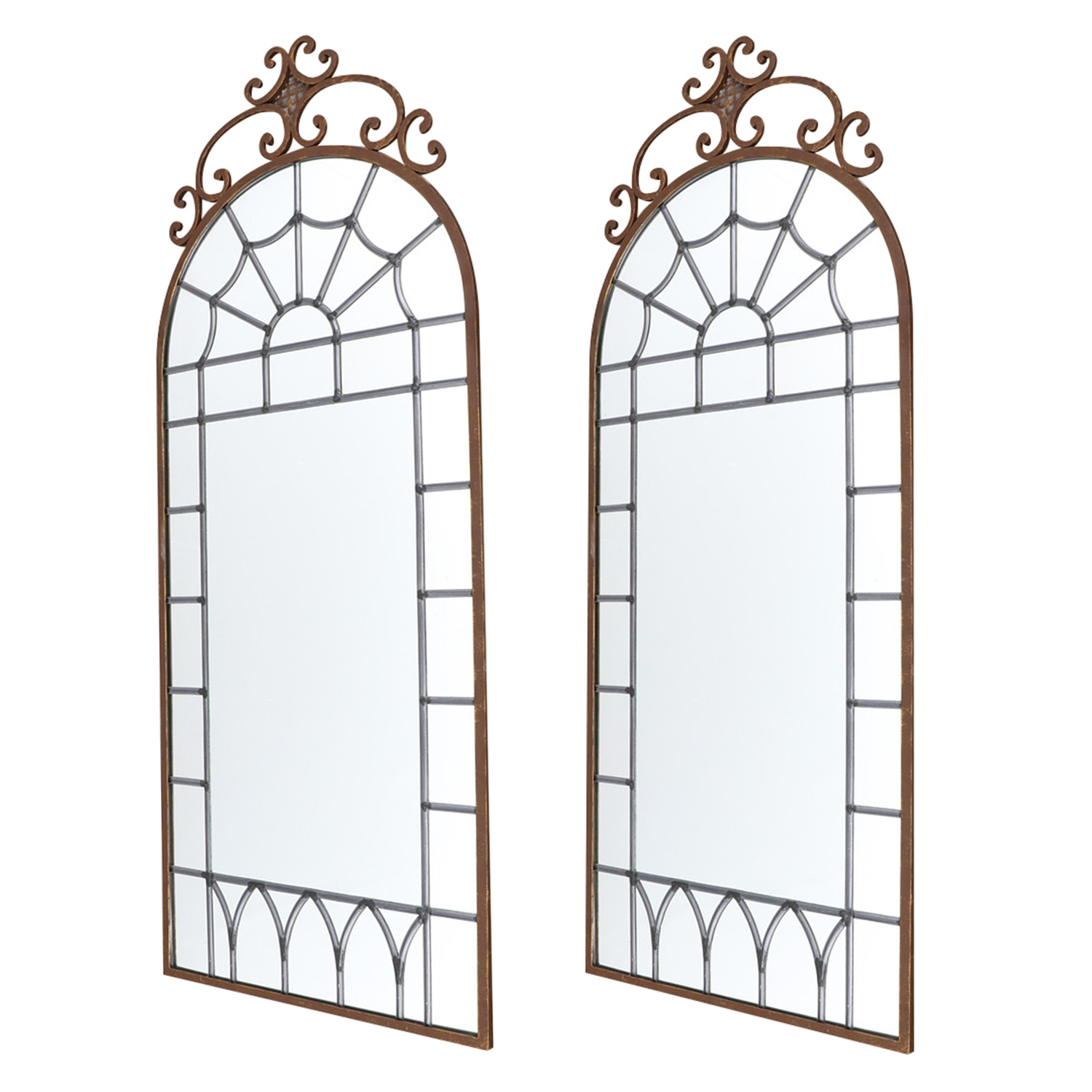 19th Century French Empire Pair of Metal Wall Glass Mirrors – Parisian Décor