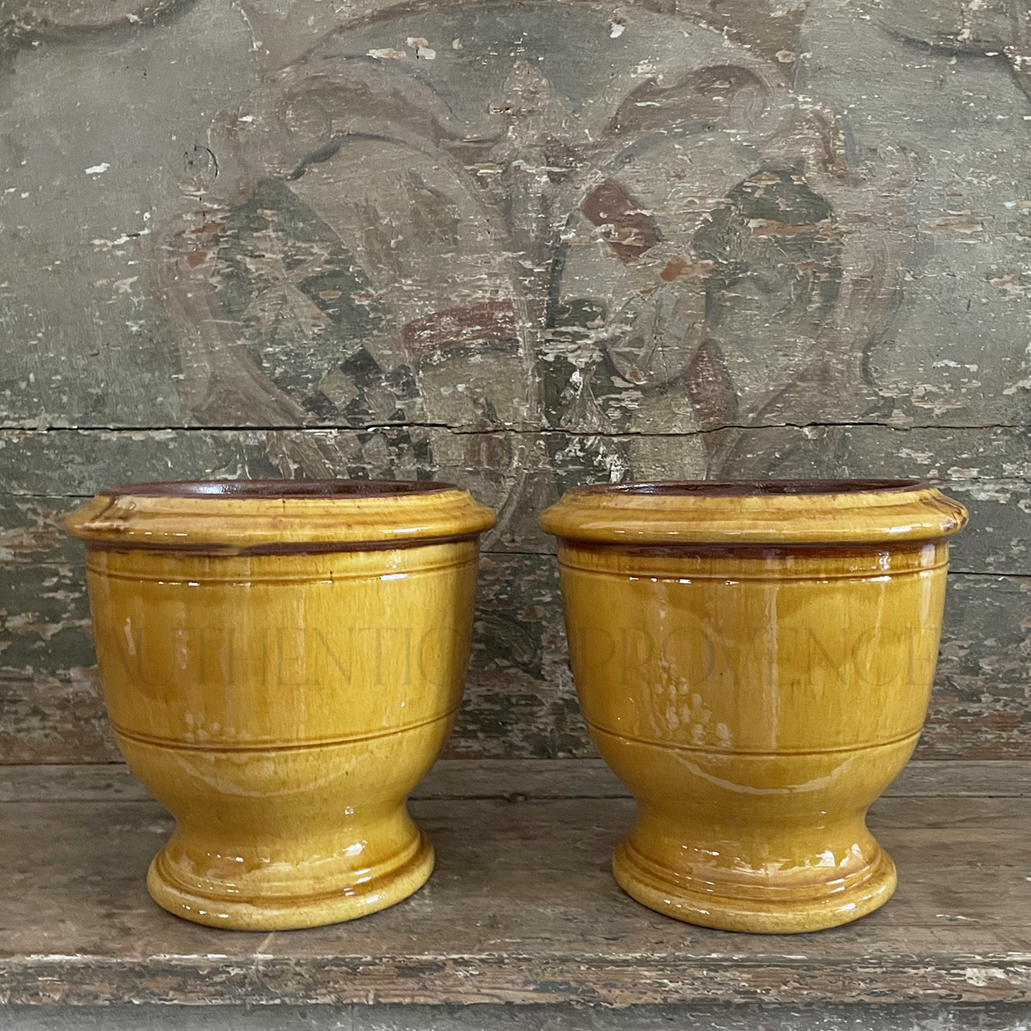 Pair of Small Anduze Planters Yellow