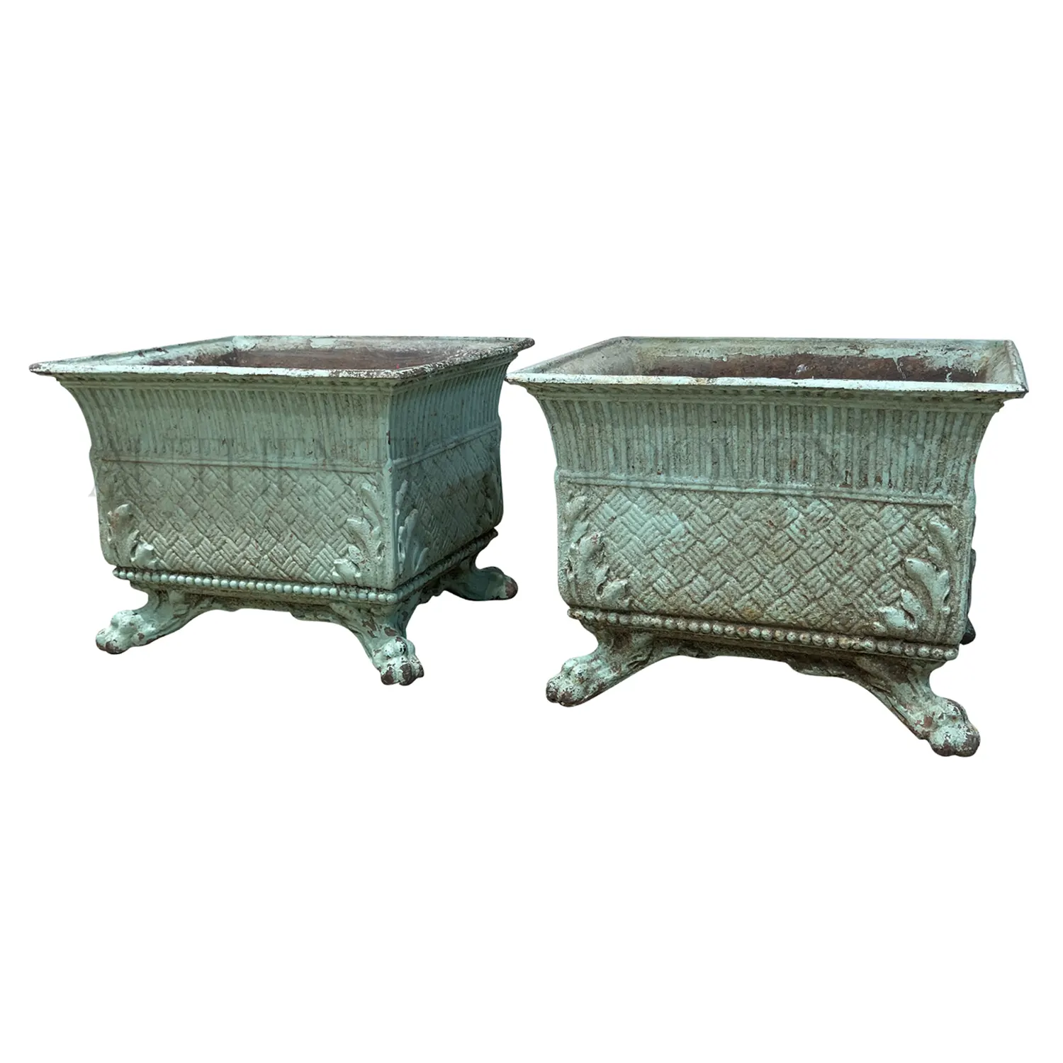 19th Century Pair of French Antique Cast Iron Planters